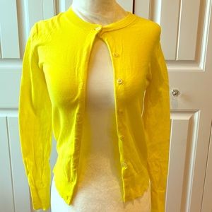 J. CREW Yellow Cotton Cardigan XXS office